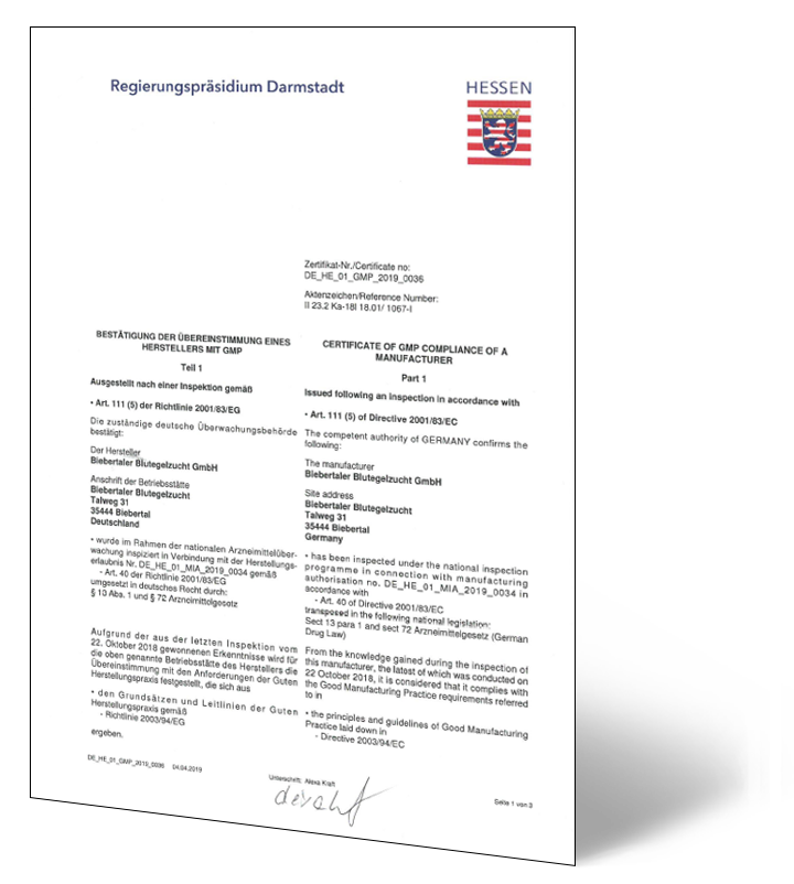 GMP Zertifikat
